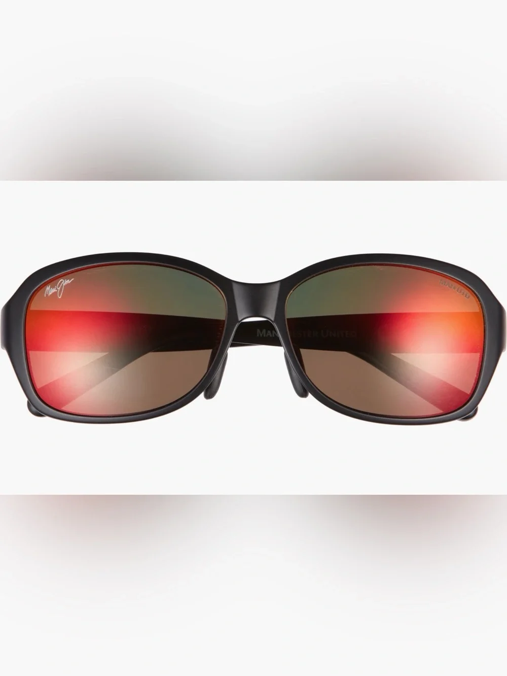 NIB Maui Jim polarized black Sunglasses with Hawaii lava Red Mirror Lenses